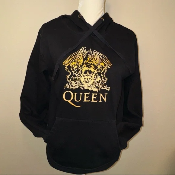 Queen Unisex Black Adult Crest Hoodie Freddie Mercury Design - Picture 3 of 16